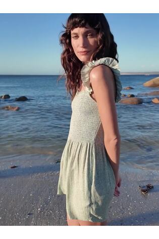 FatFace Cheska Green Coral Texture Playsuit - Image 2 of 7